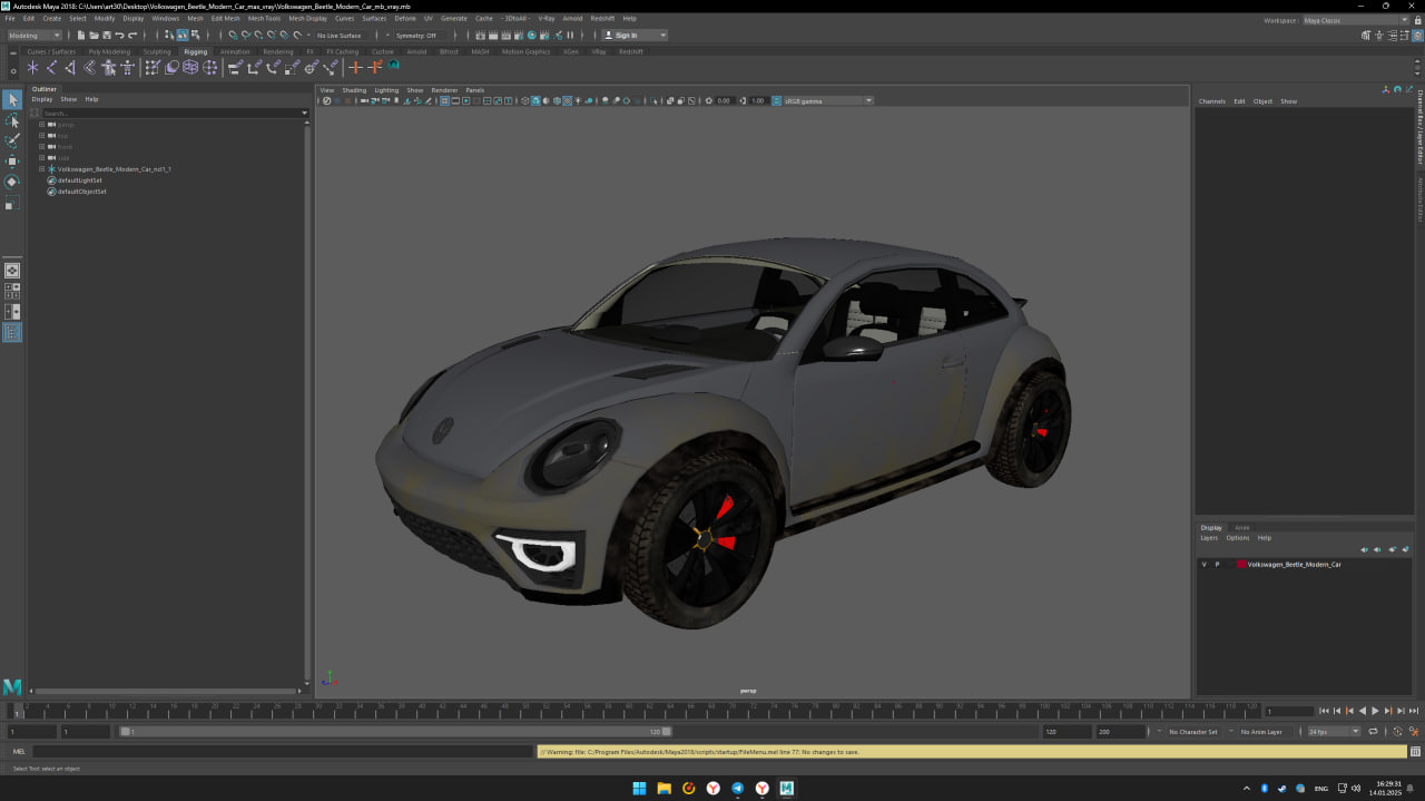 Volkswagen Beetle Modern Car Simplified 3D model