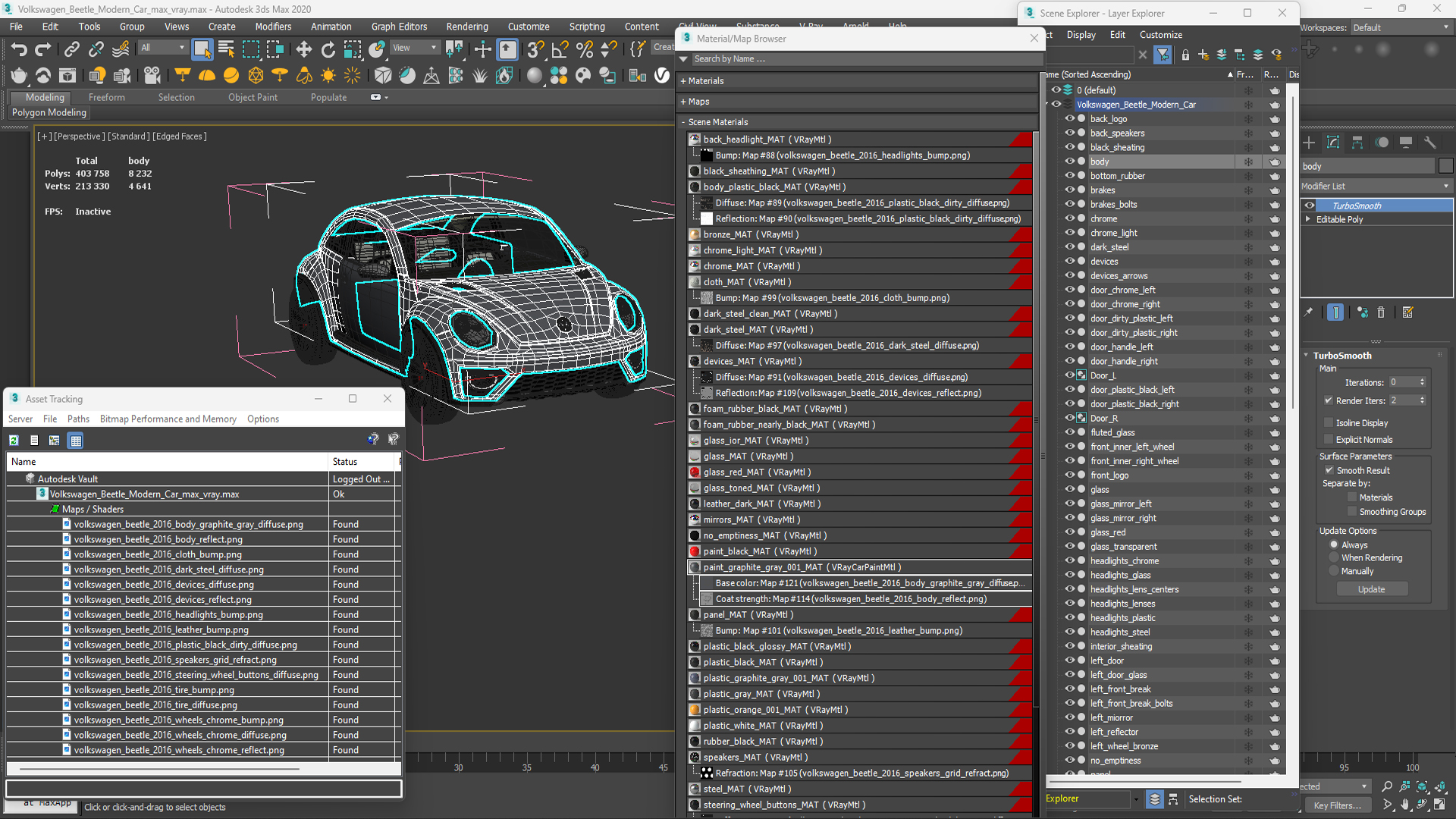 Volkswagen Beetle Modern Car Simplified 3D model