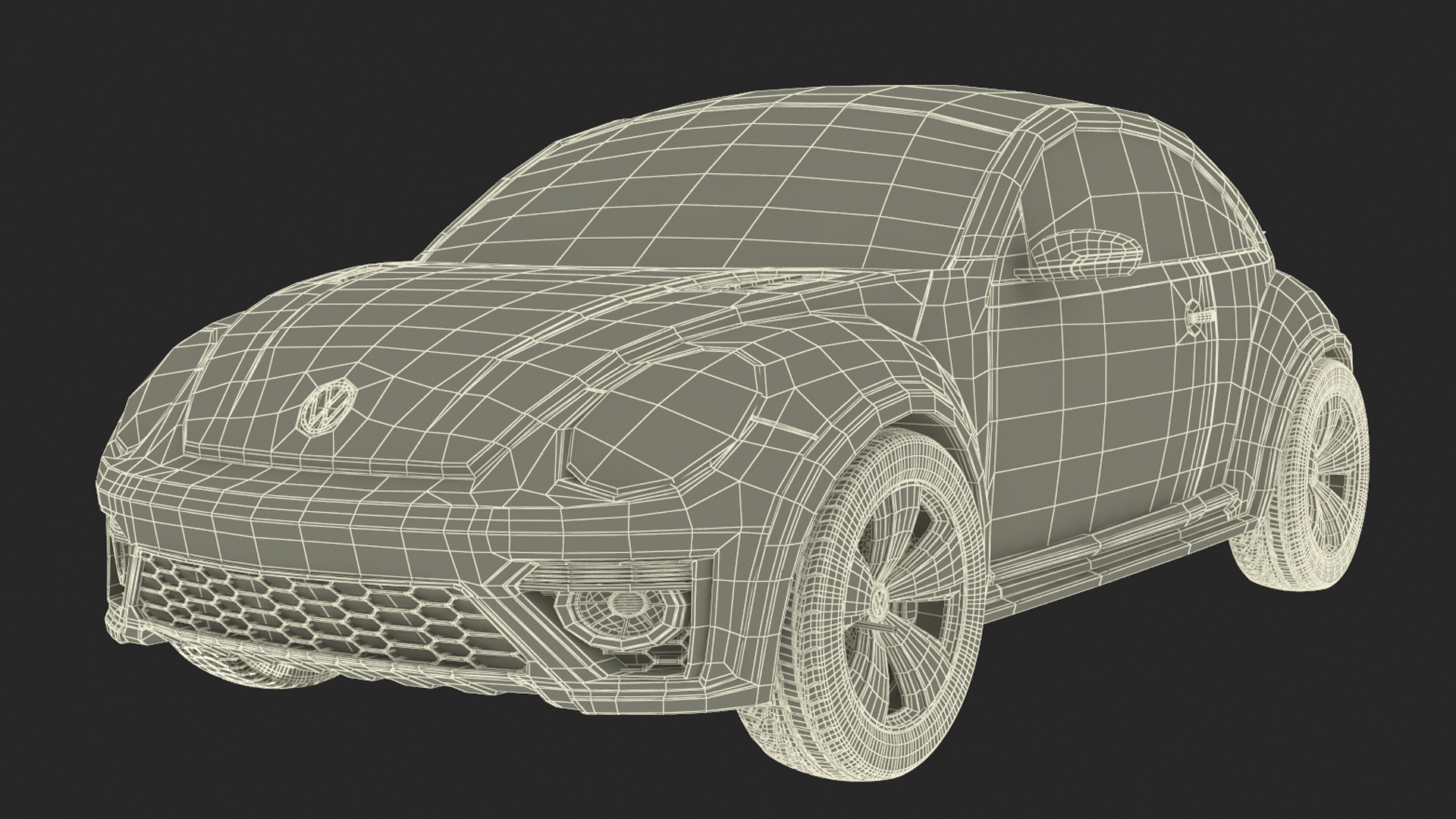 Volkswagen Beetle Modern Car Simplified 3D model