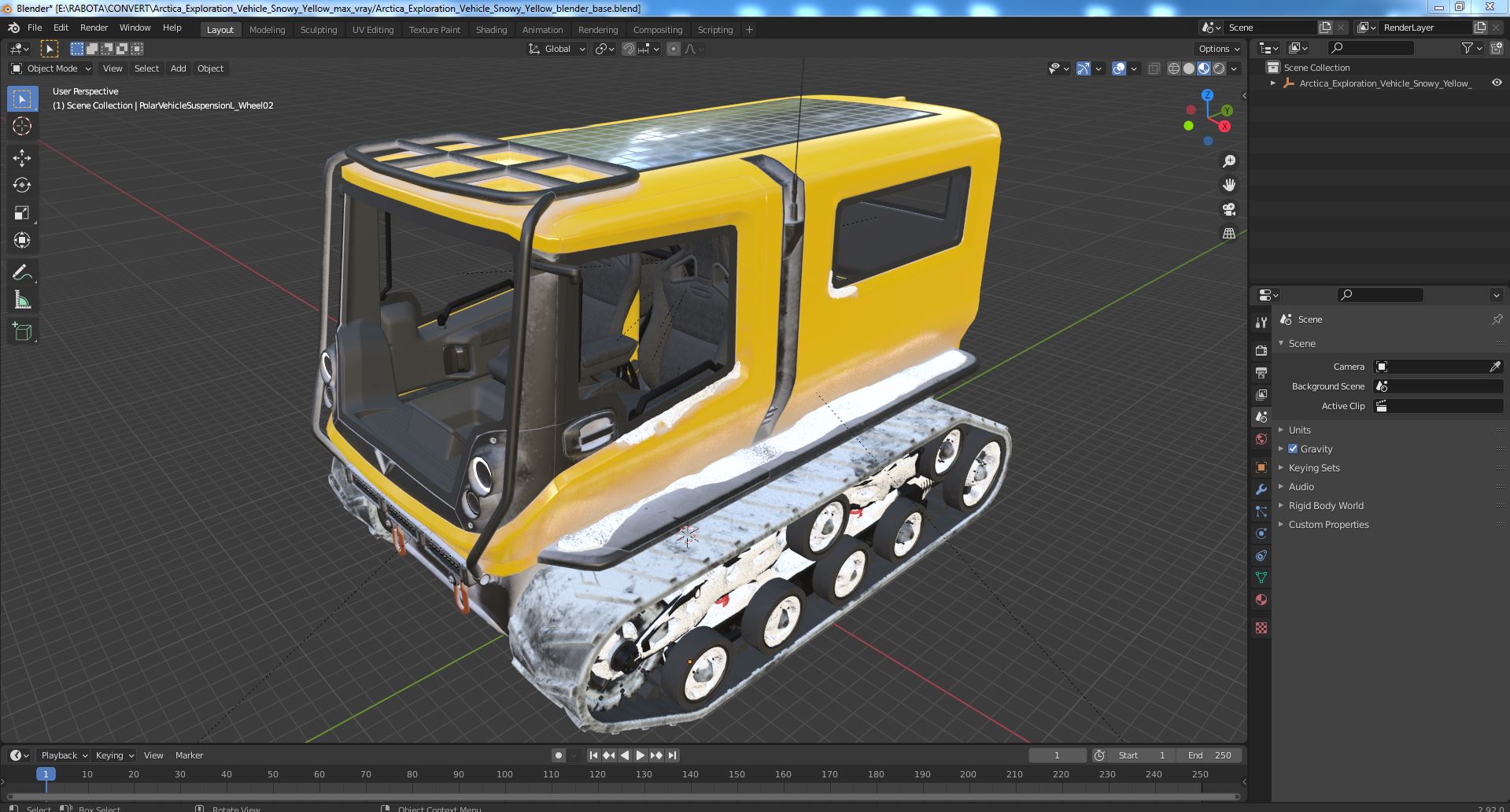 3D model Arctica Exploration Vehicle Snowy Yellow