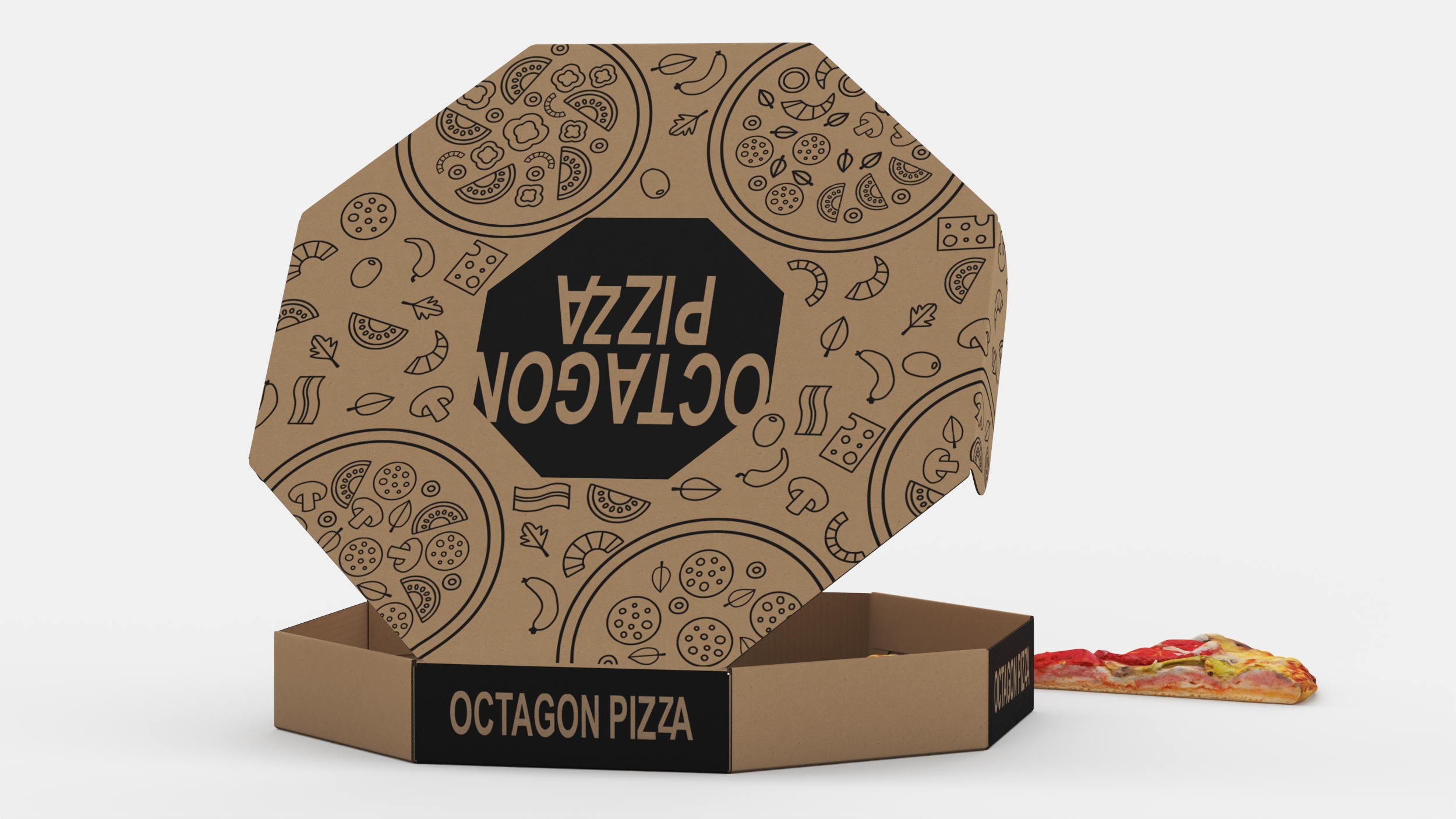 3D Pizza with Slice Cut in Craft Box model