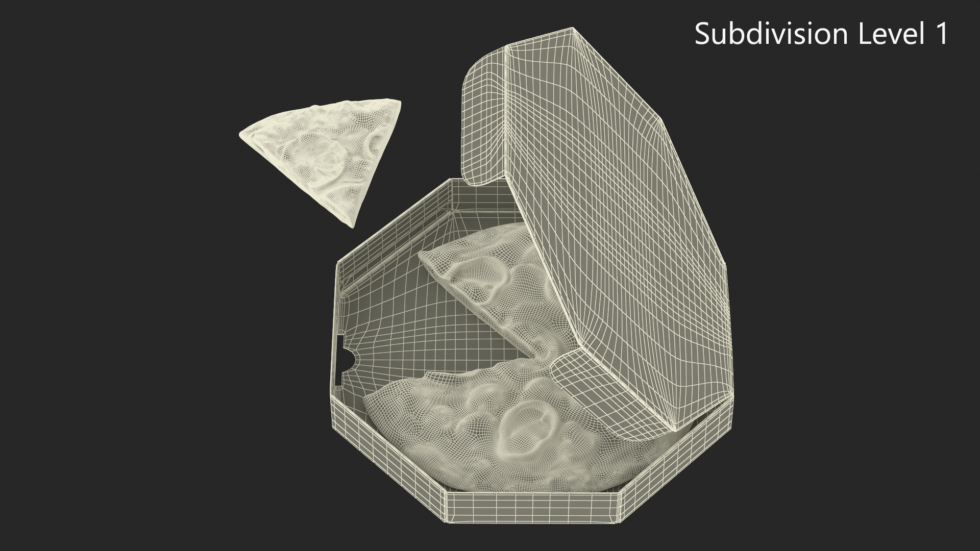 3D Pizza with Slice Cut in Craft Box model