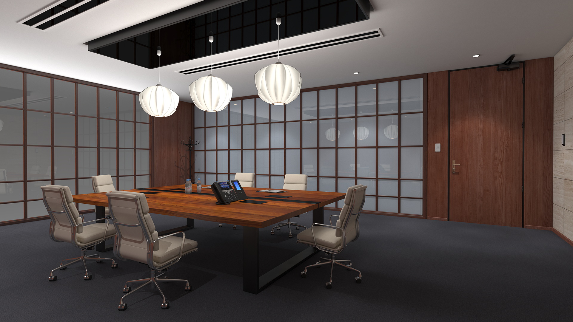 Airy Meeting Room with Furniture 3D