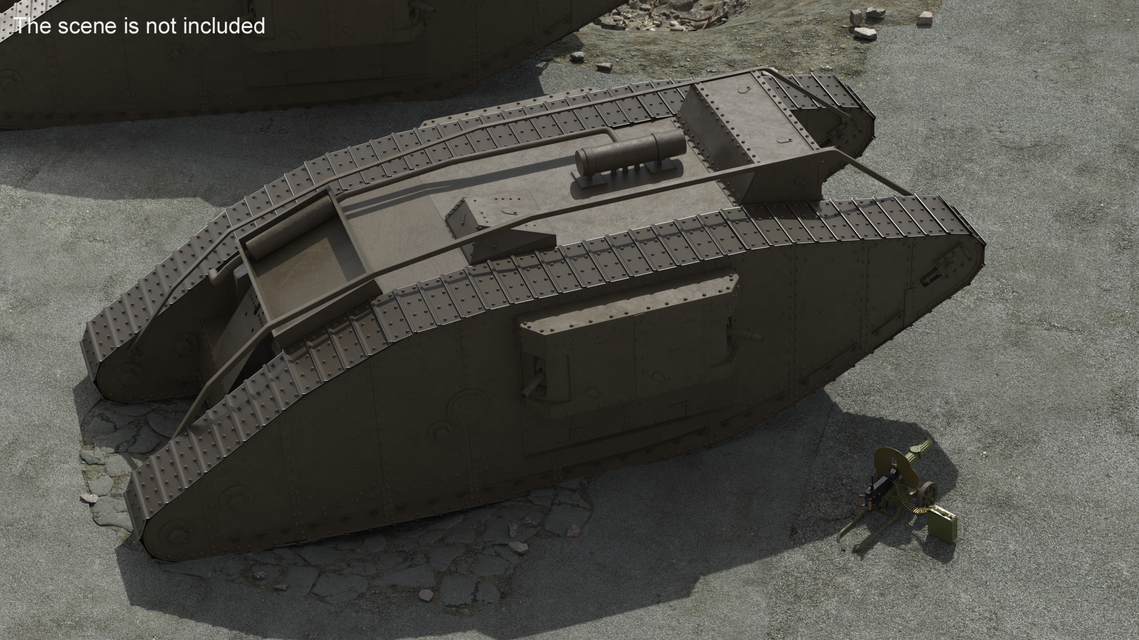 3D Tank MK 4 Female Rigged model