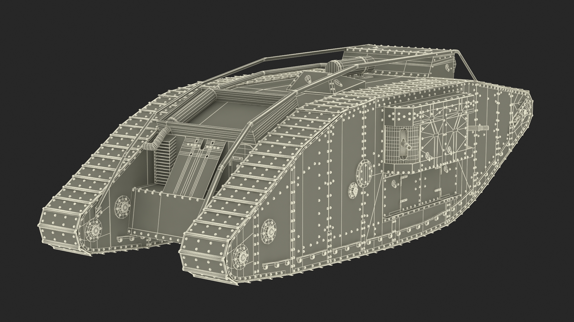 3D Tank MK 4 Female Rigged model