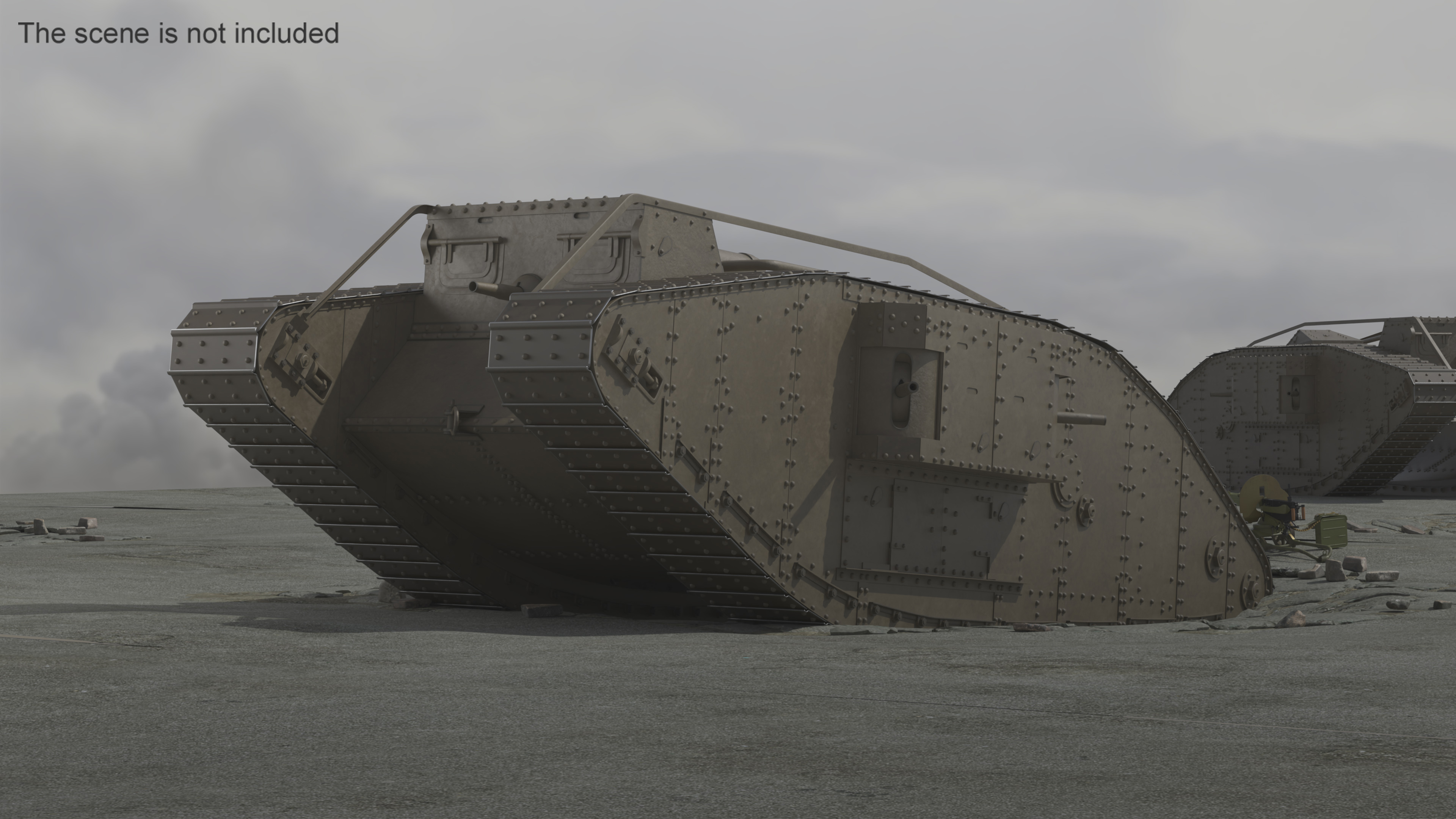 3D Tank MK 4 Female Rigged model