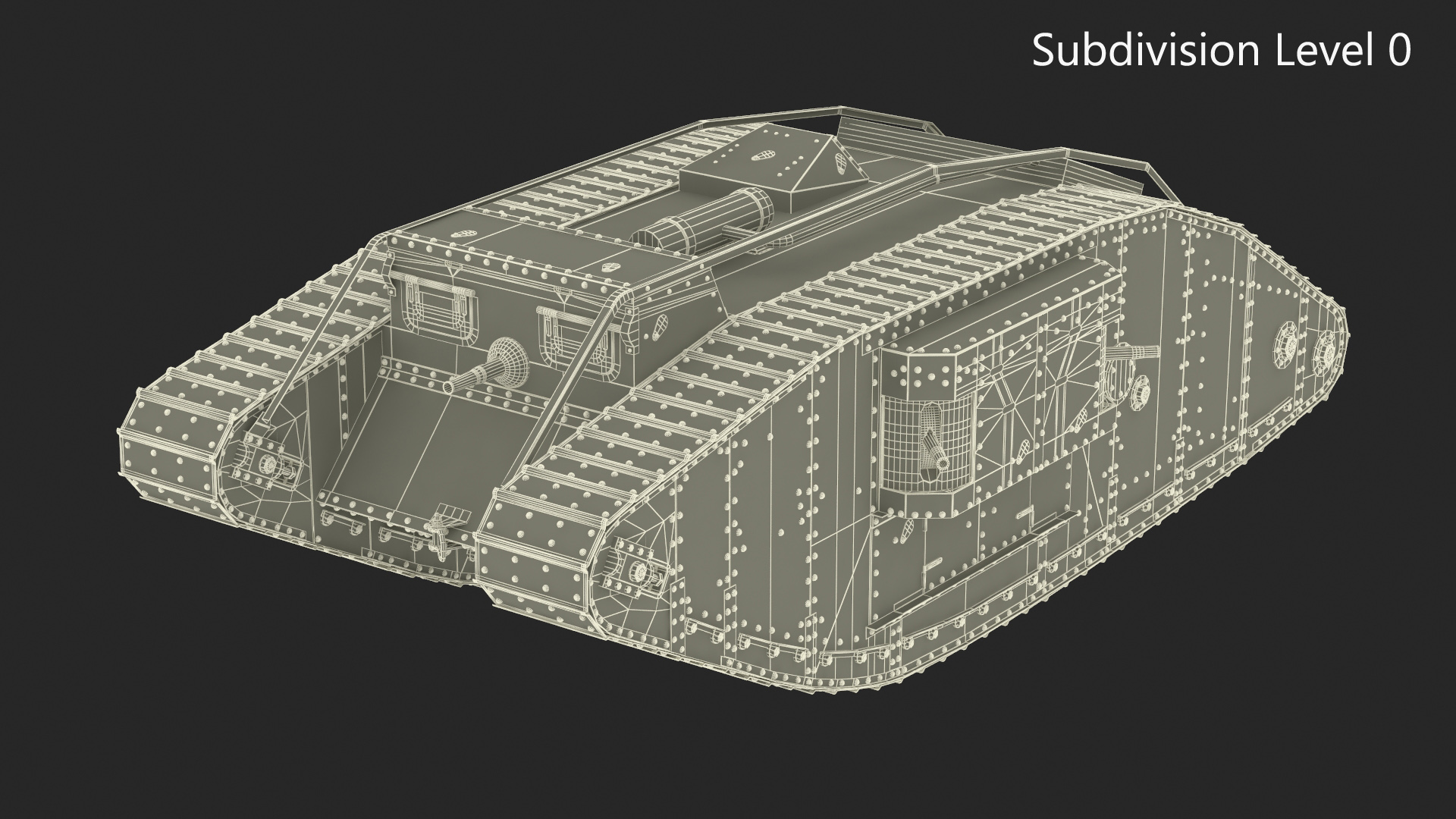 3D Tank MK 4 Female Rigged model