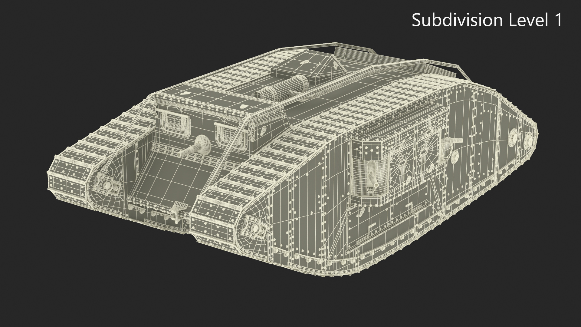 3D Tank MK 4 Female Rigged model