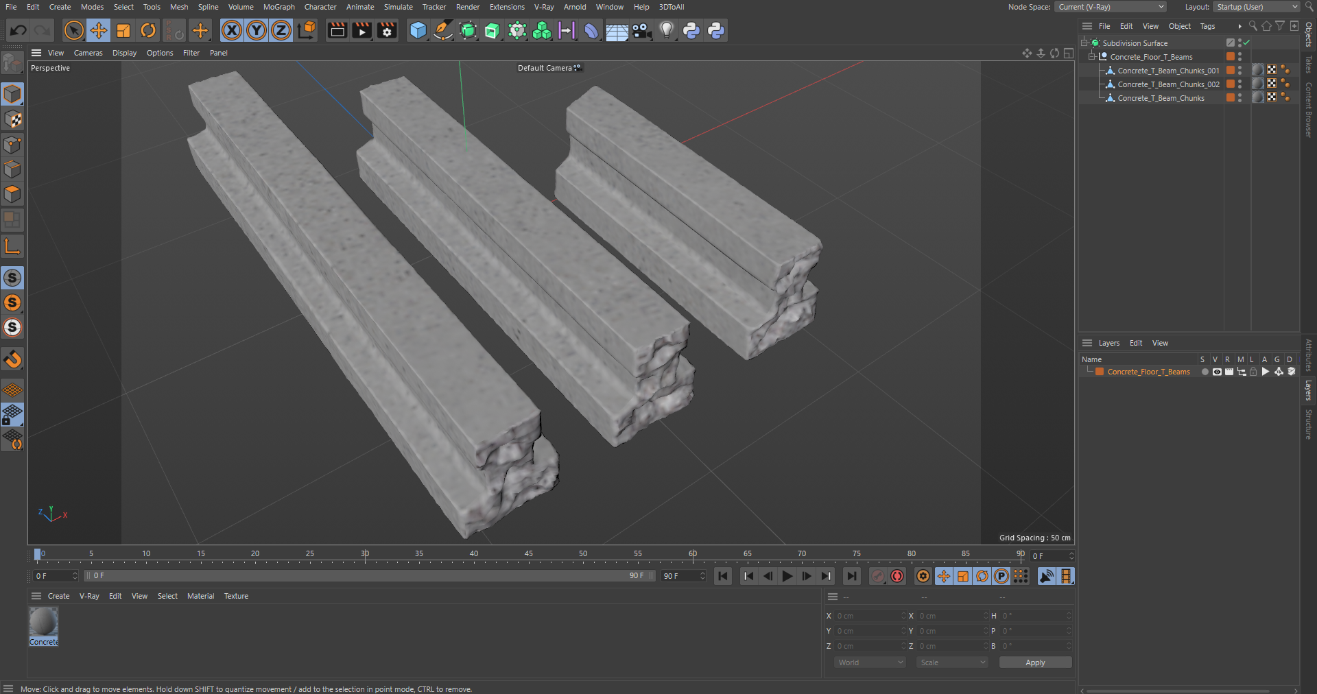 Concrete Floor T Beams 3D