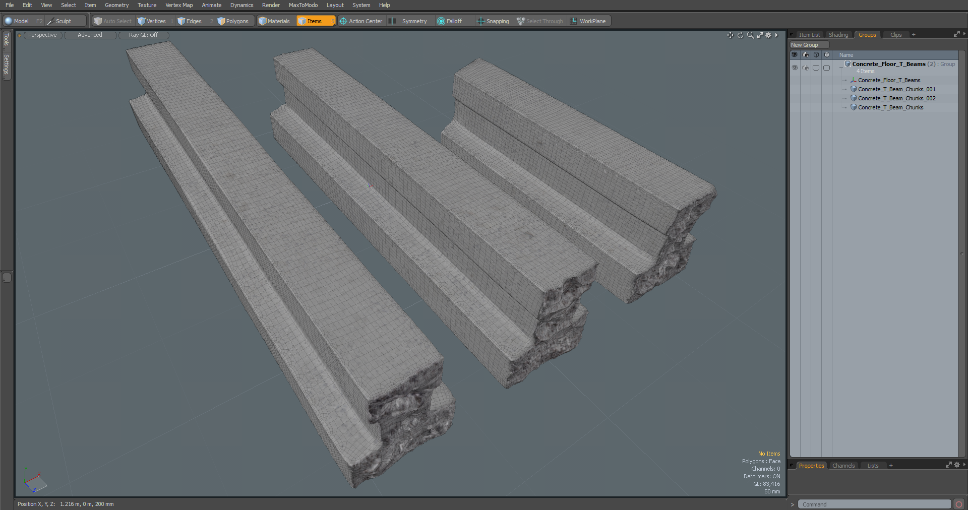 Concrete Floor T Beams 3D