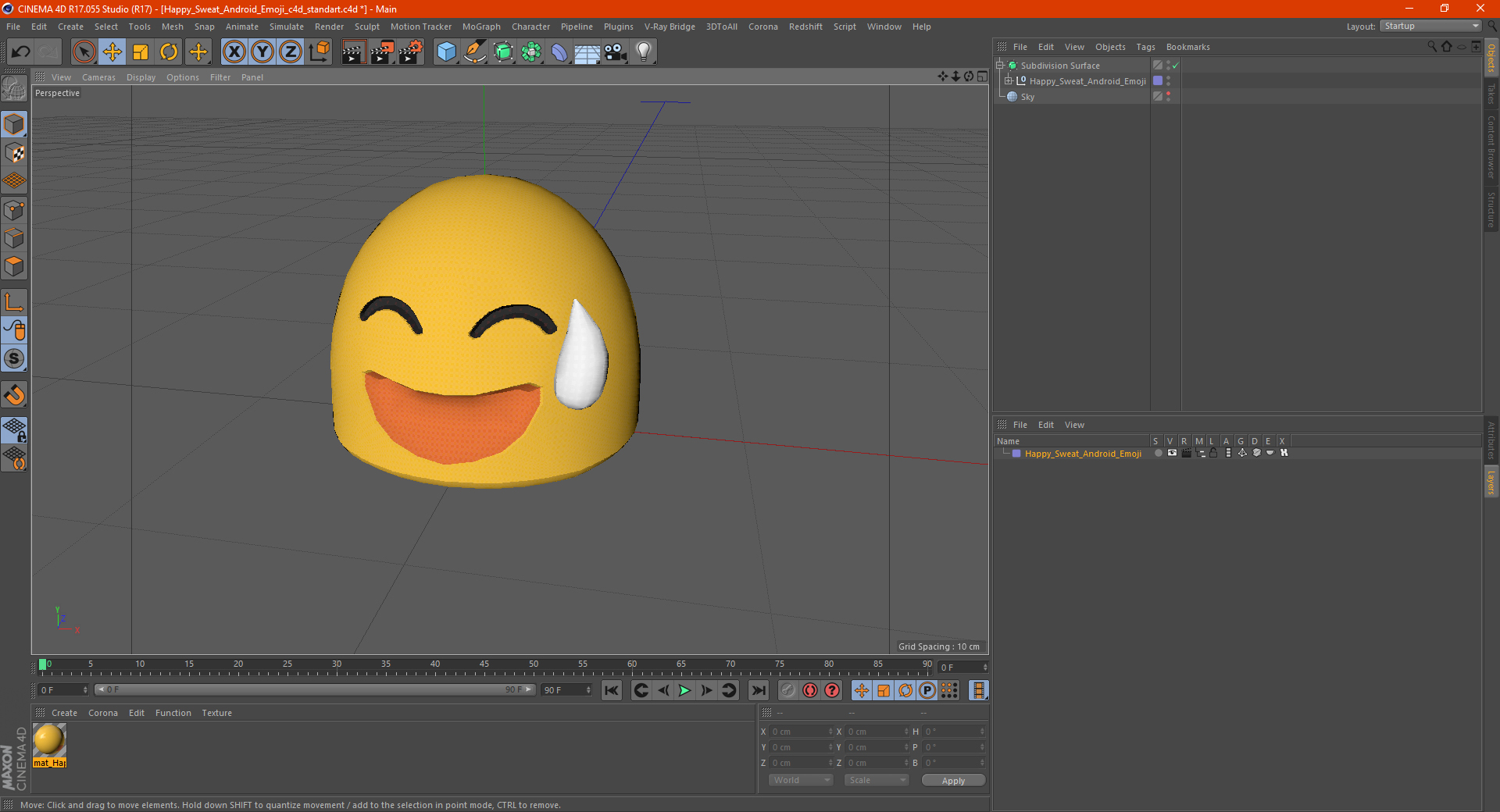 3D model Happy Sweat Android Emoji