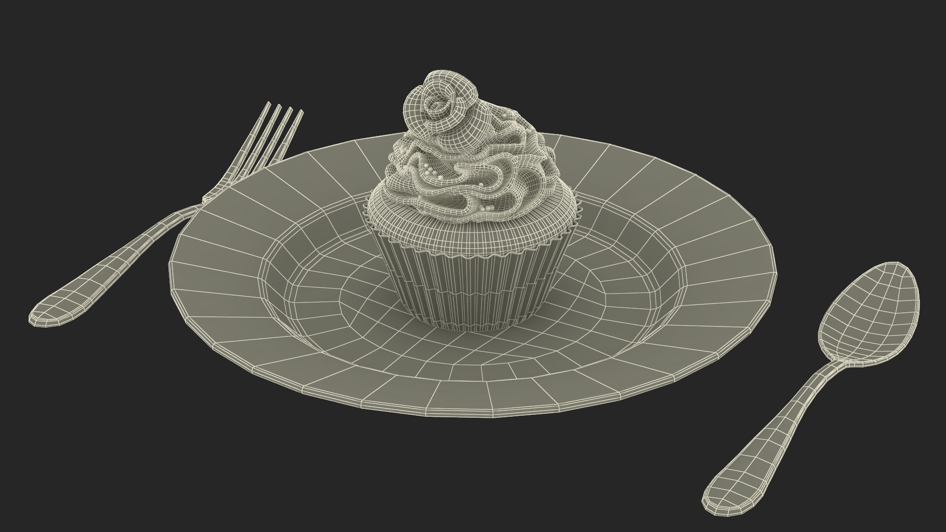 3D Cupcake on Plate