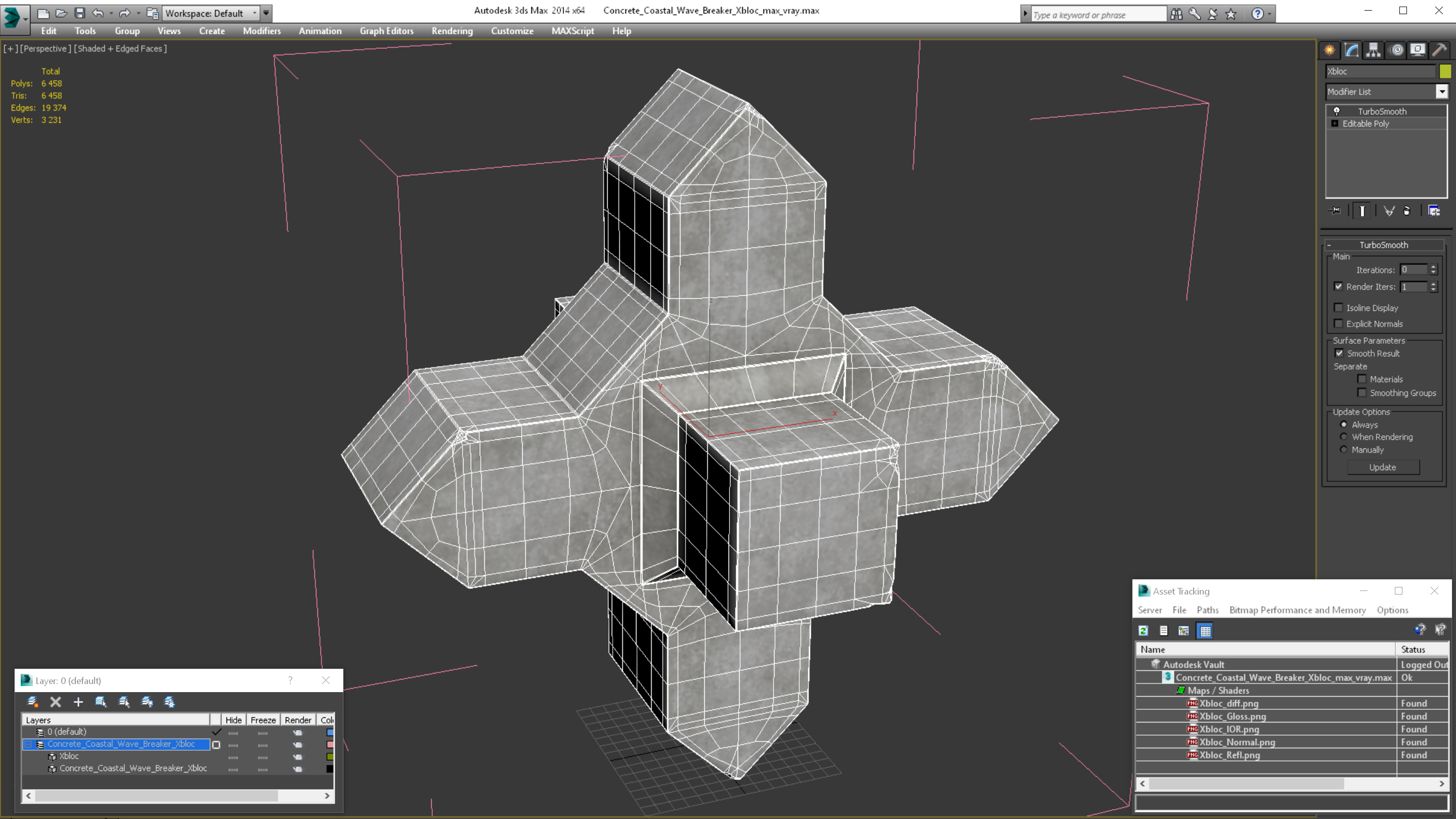 3D model Concrete Coastal Wave Breaker Xbloc