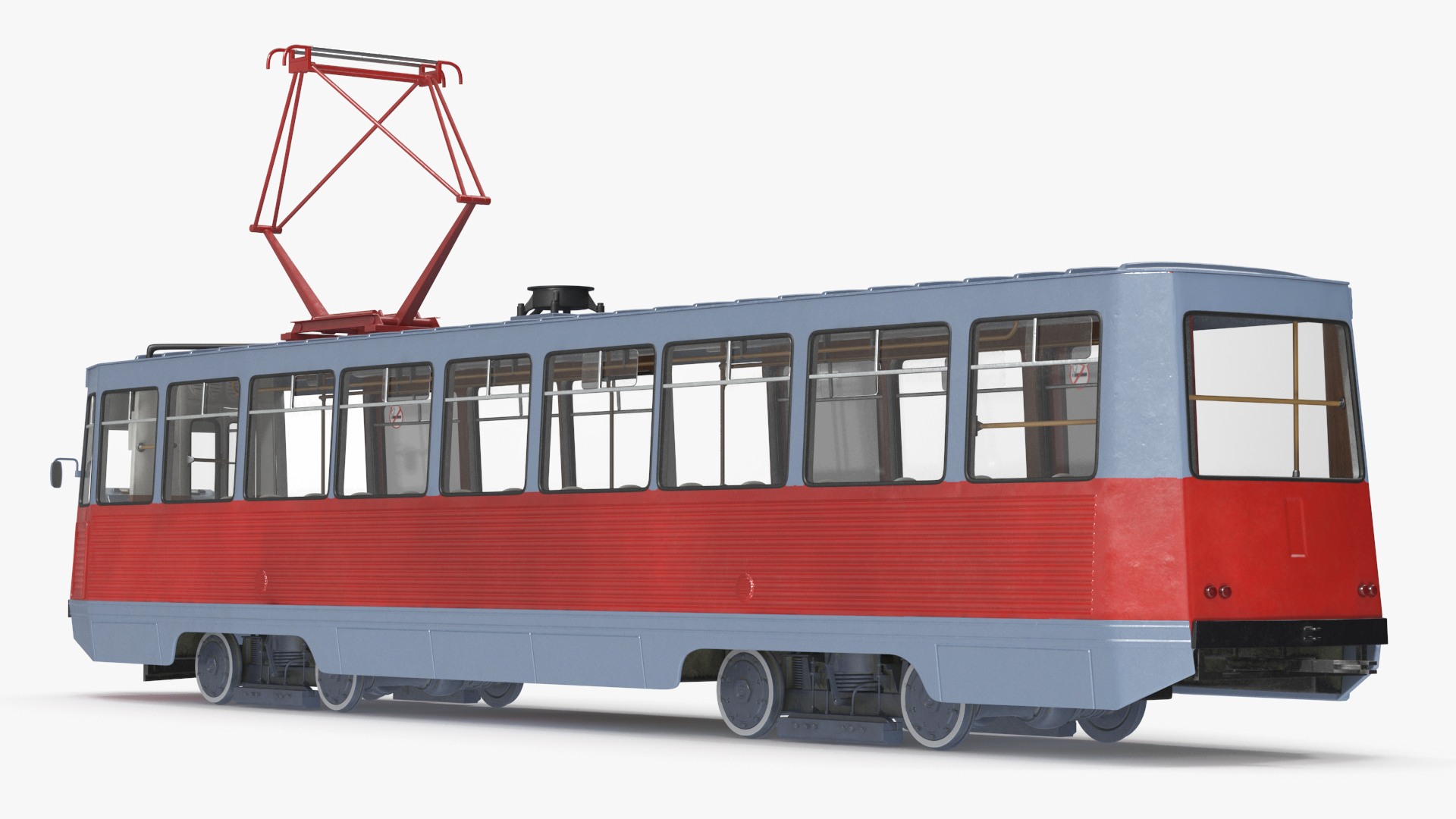 3D Retro Soviet Tram KTM-5 New Rigged for Maya model