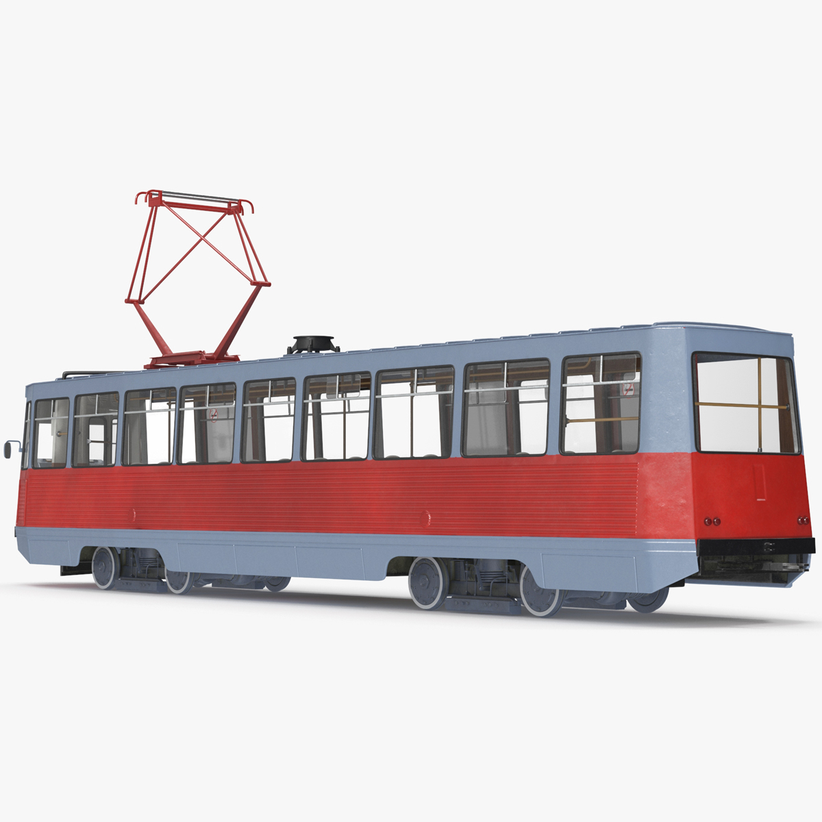 3D Retro Soviet Tram KTM-5 New Rigged for Maya model