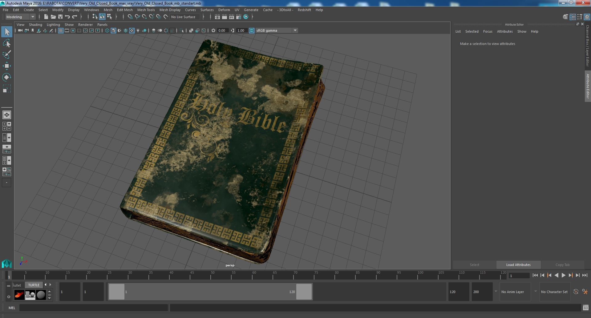 3D model Very Old Closed Book