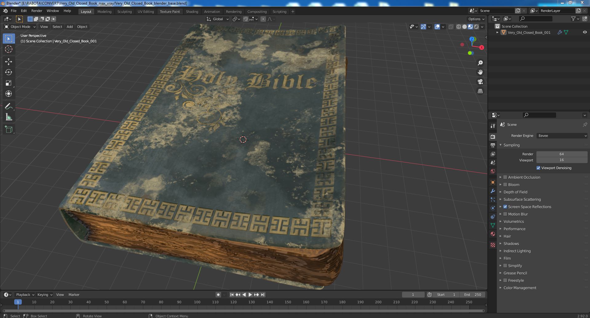 3D model Very Old Closed Book