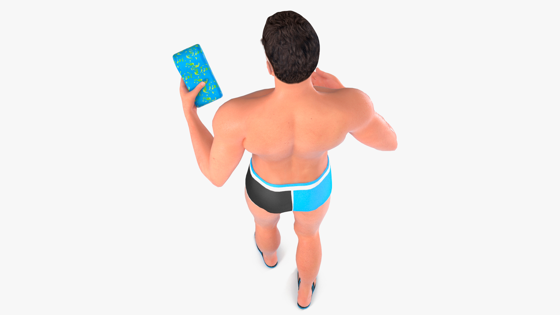 Man in Swimwear with Swimming Pull Buoy 3D model