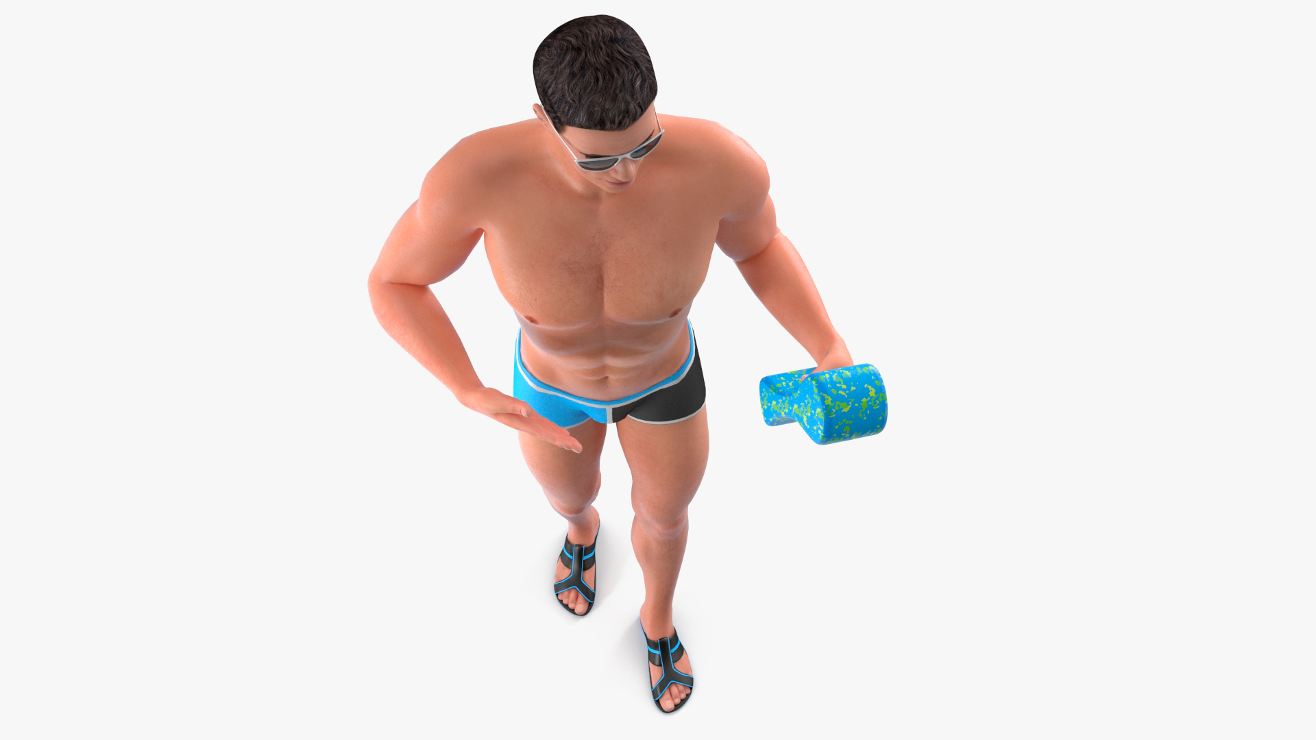 Man in Swimwear with Swimming Pull Buoy 3D model