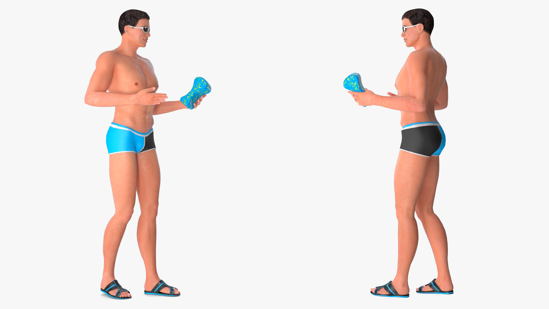 Man in Swimwear with Swimming Pull Buoy 3D model