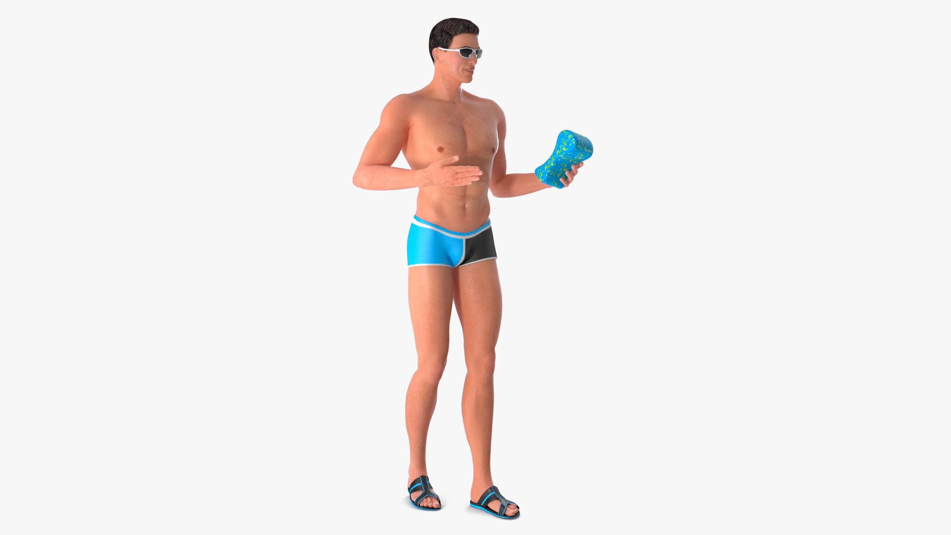 Man in Swimwear with Swimming Pull Buoy 3D model