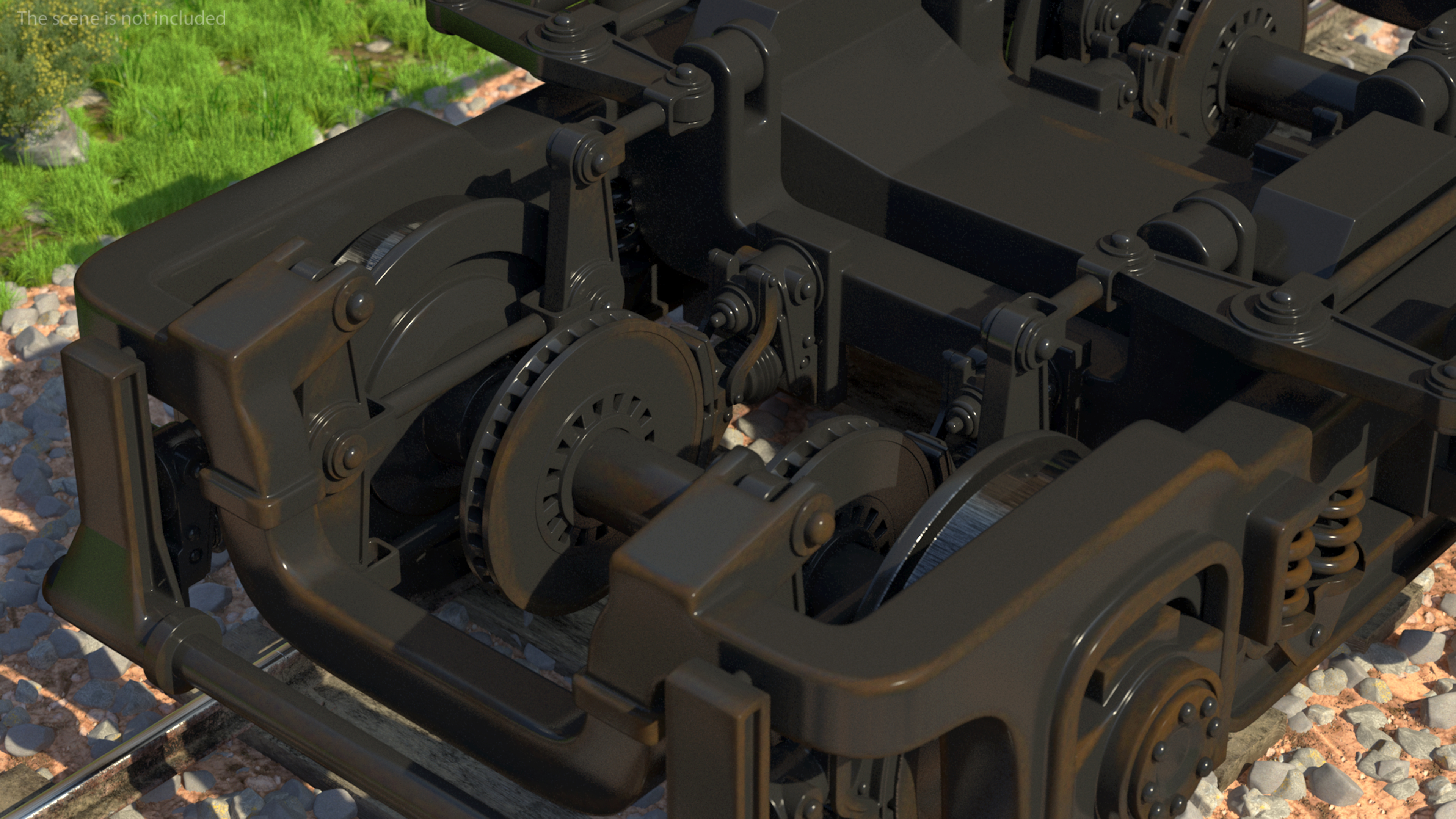 3D Rusty Rail Train Wheels model