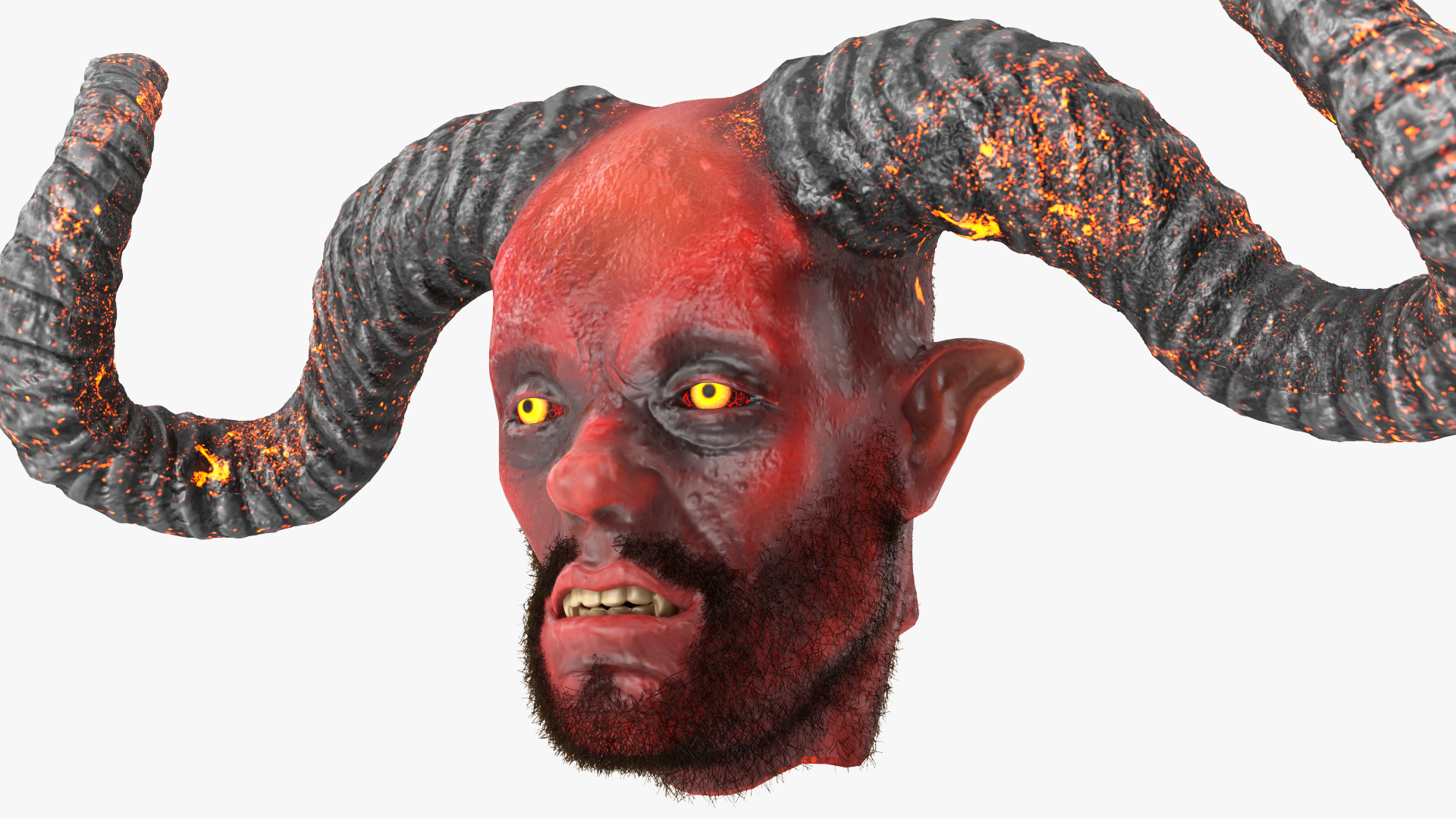 3D model Demon Head with Horns Fur