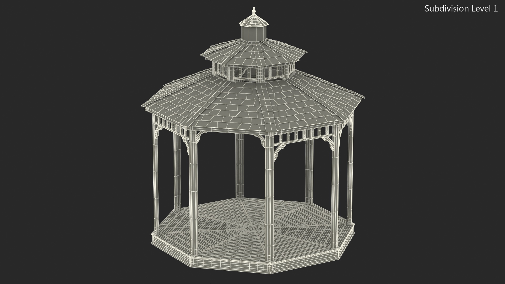 3D Wooden Gazebo model