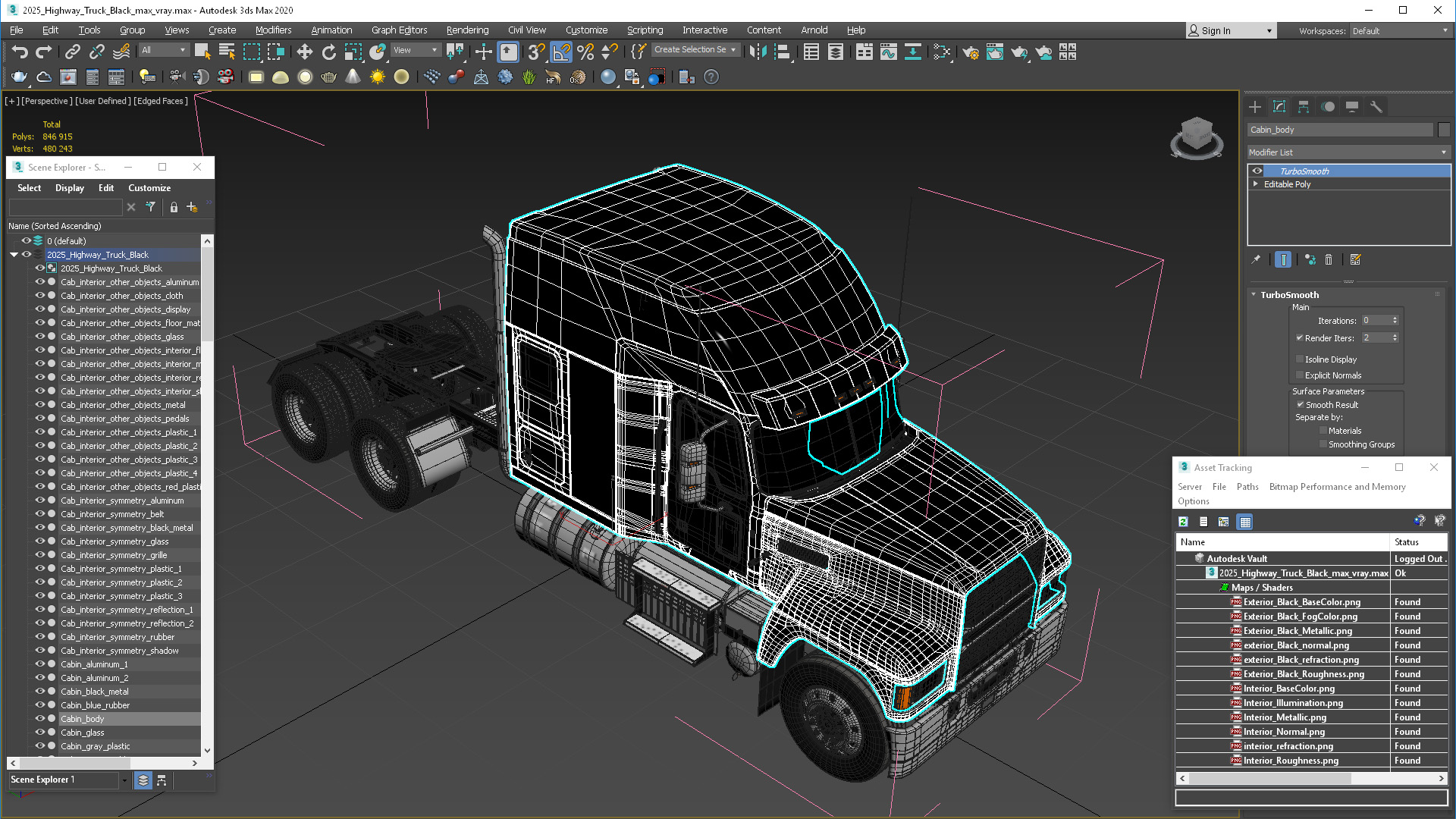 2025 Highway Truck Black 3D model