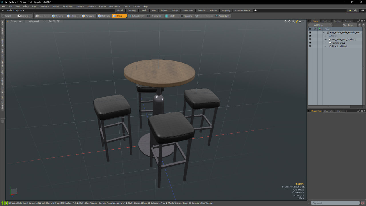 3D Bar Table with Stools