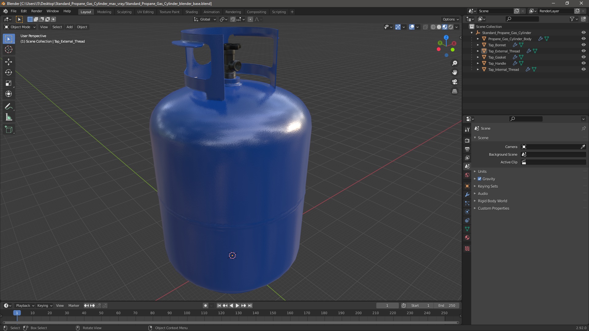 Standard Propane Gas Cylinder 3D model