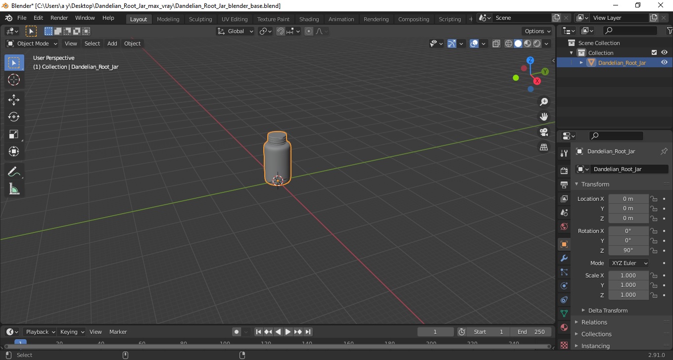 3D Dandelian Root Jar model