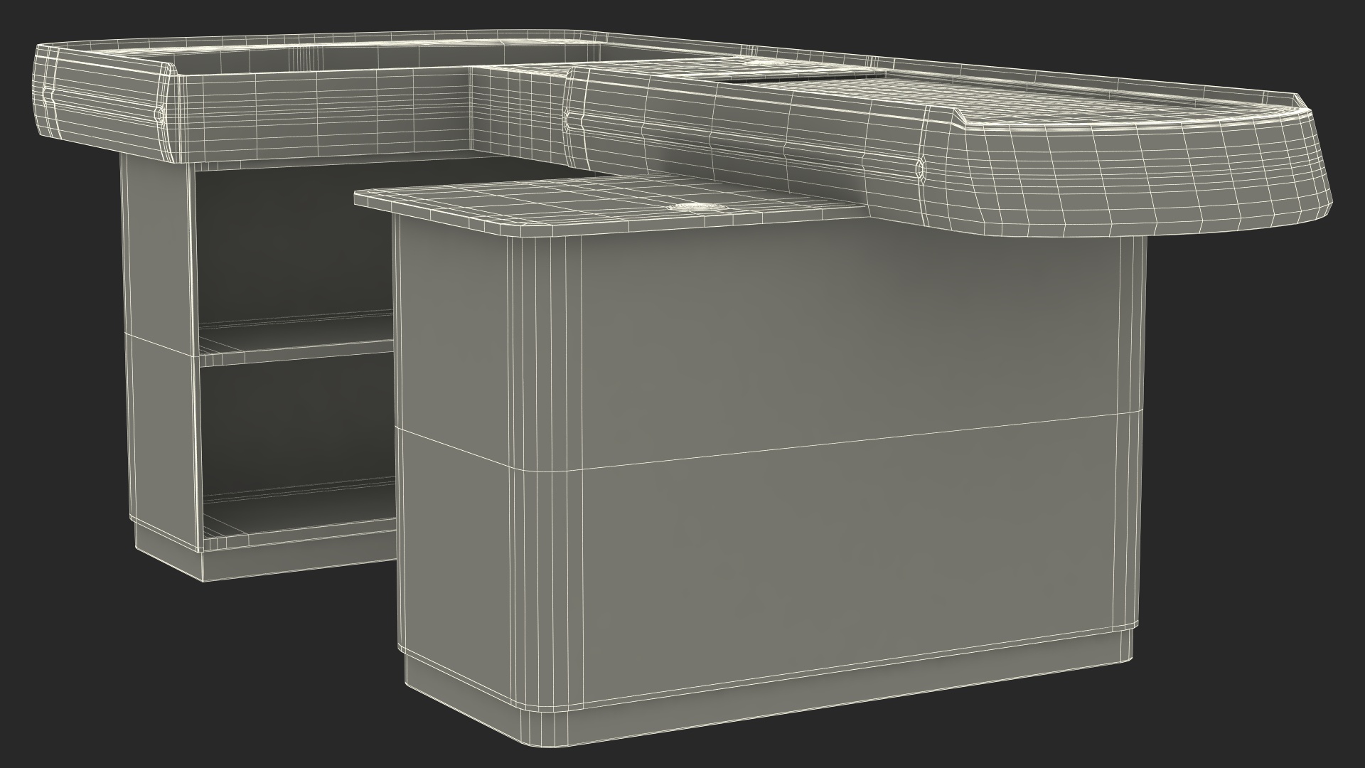 Large Modern Checkout Counter Grey 3D model