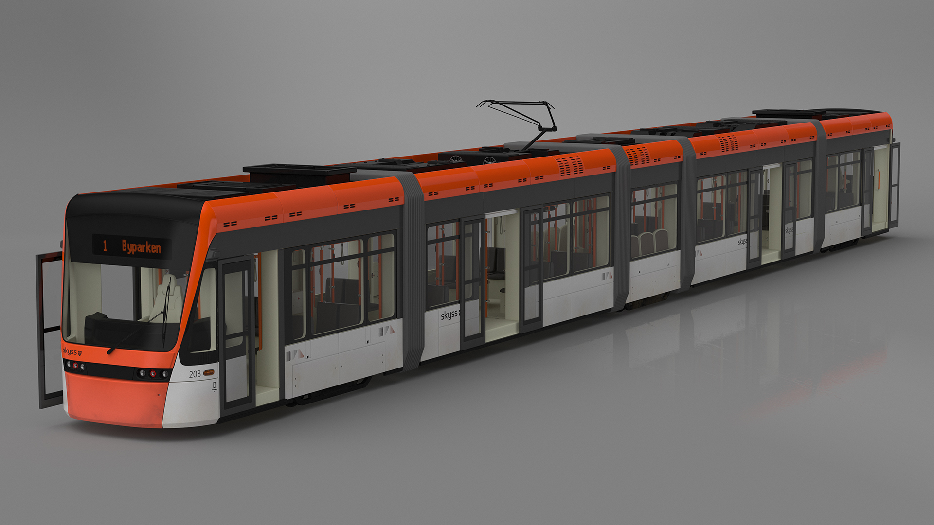 3D Modern City Tram Bybanen Rigged