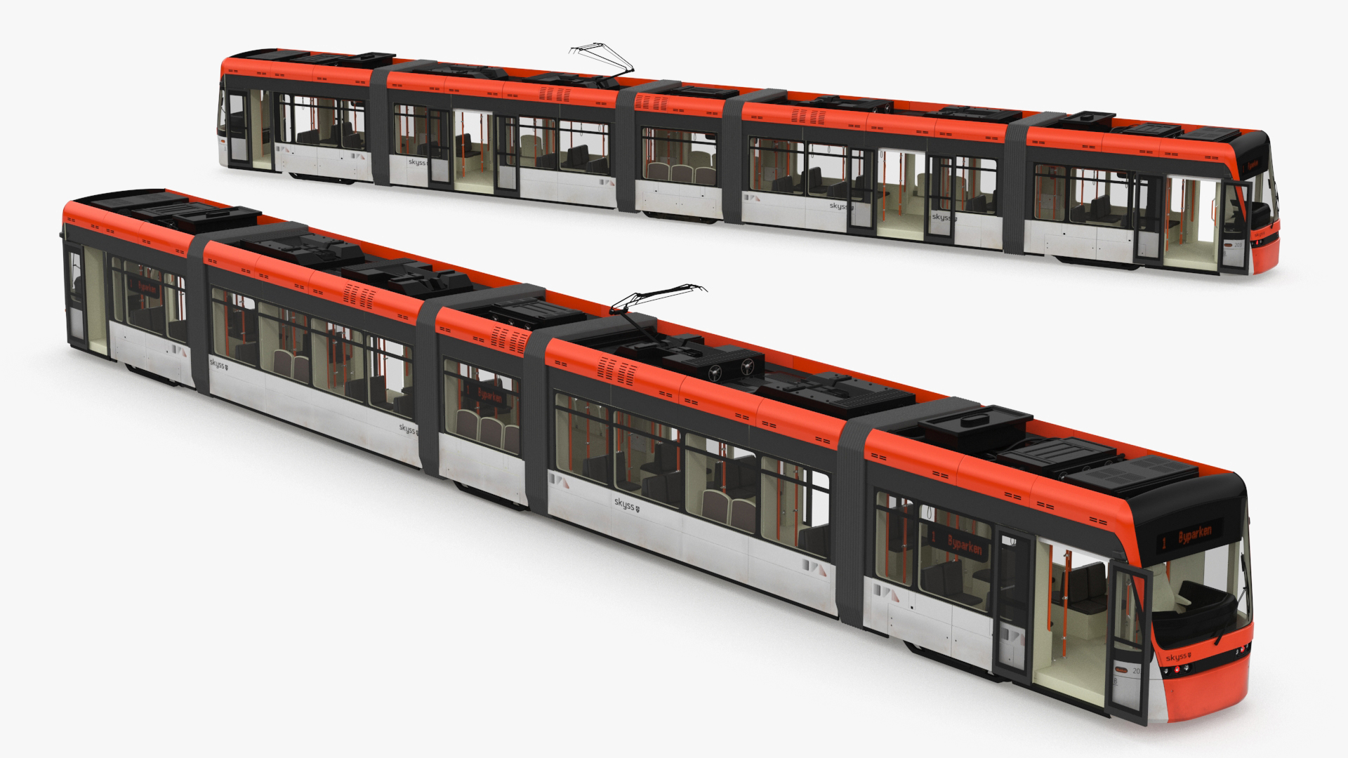 3D Modern City Tram Bybanen Rigged