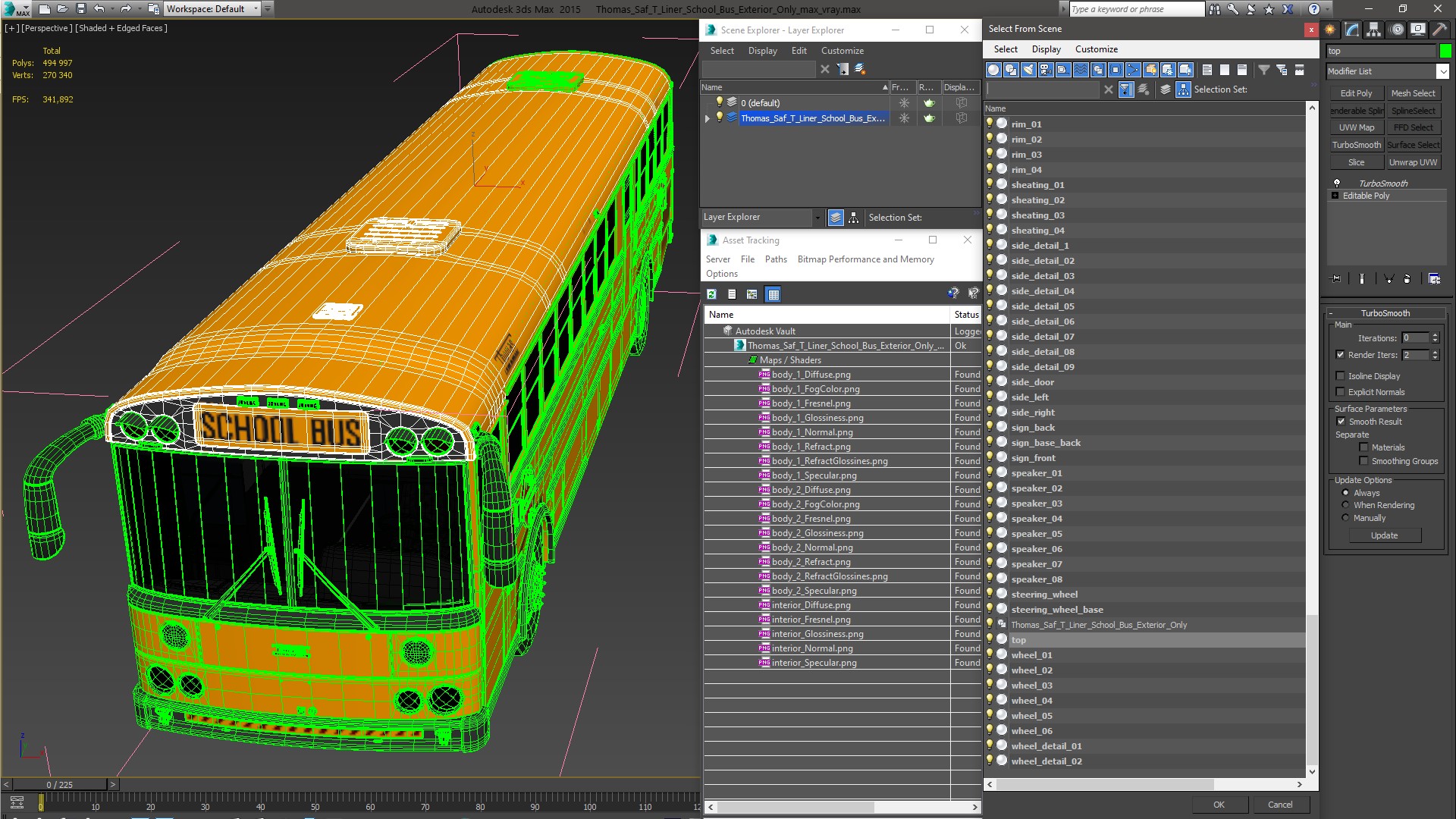 3D Thomas Saf T Liner School Bus Exterior Only model