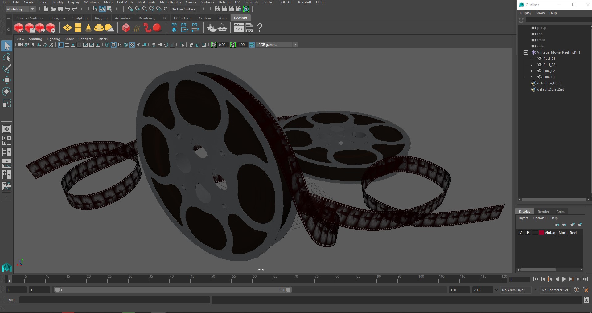 3D Vintage Movie Reel model