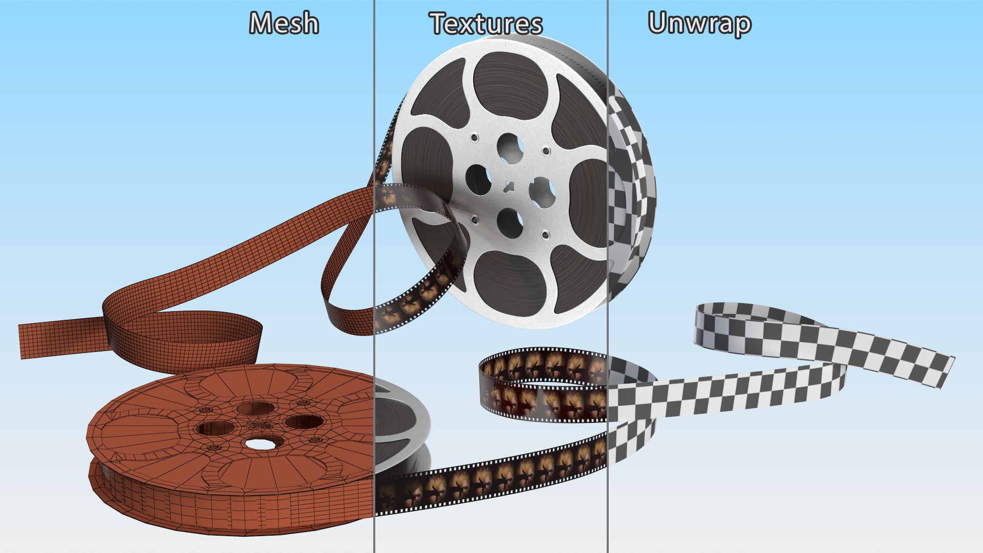 3D Vintage Movie Reel model