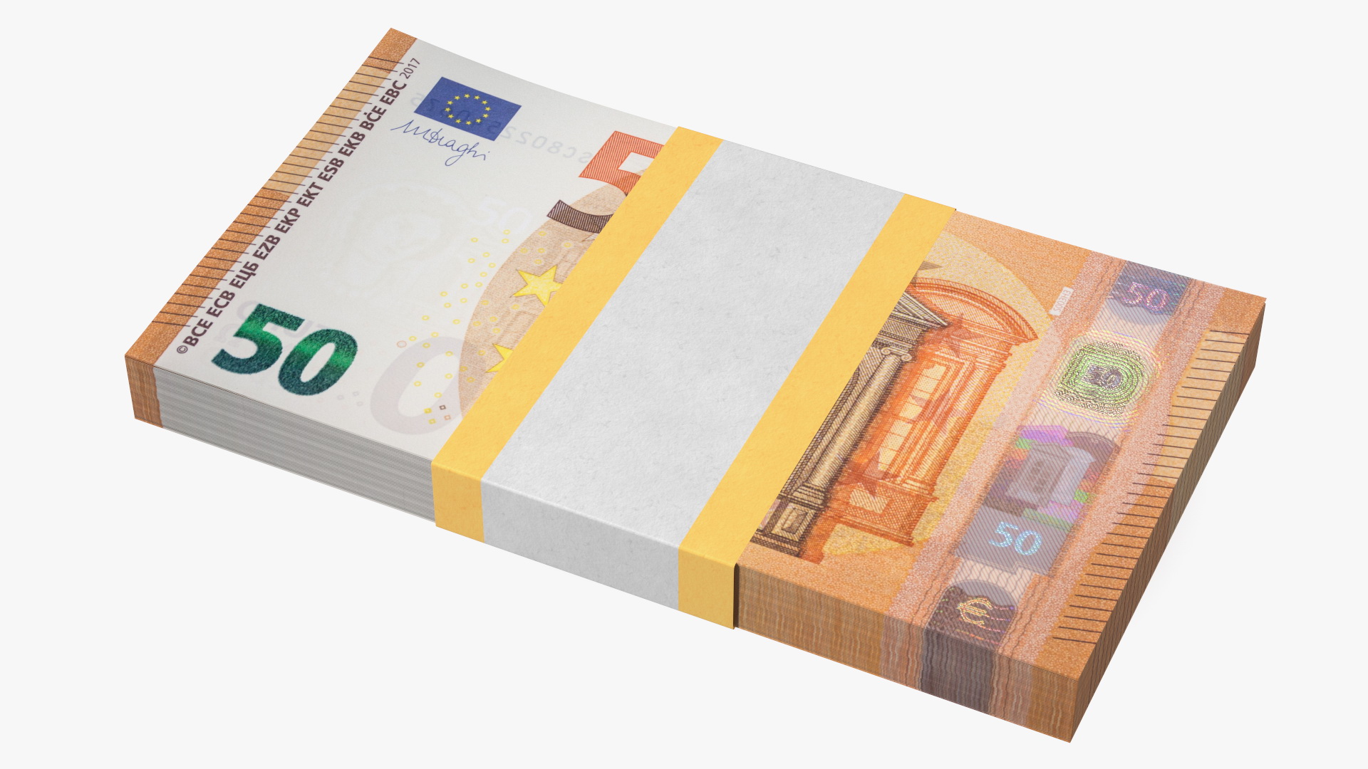 3D Three Packs of 50 Euro Bills model