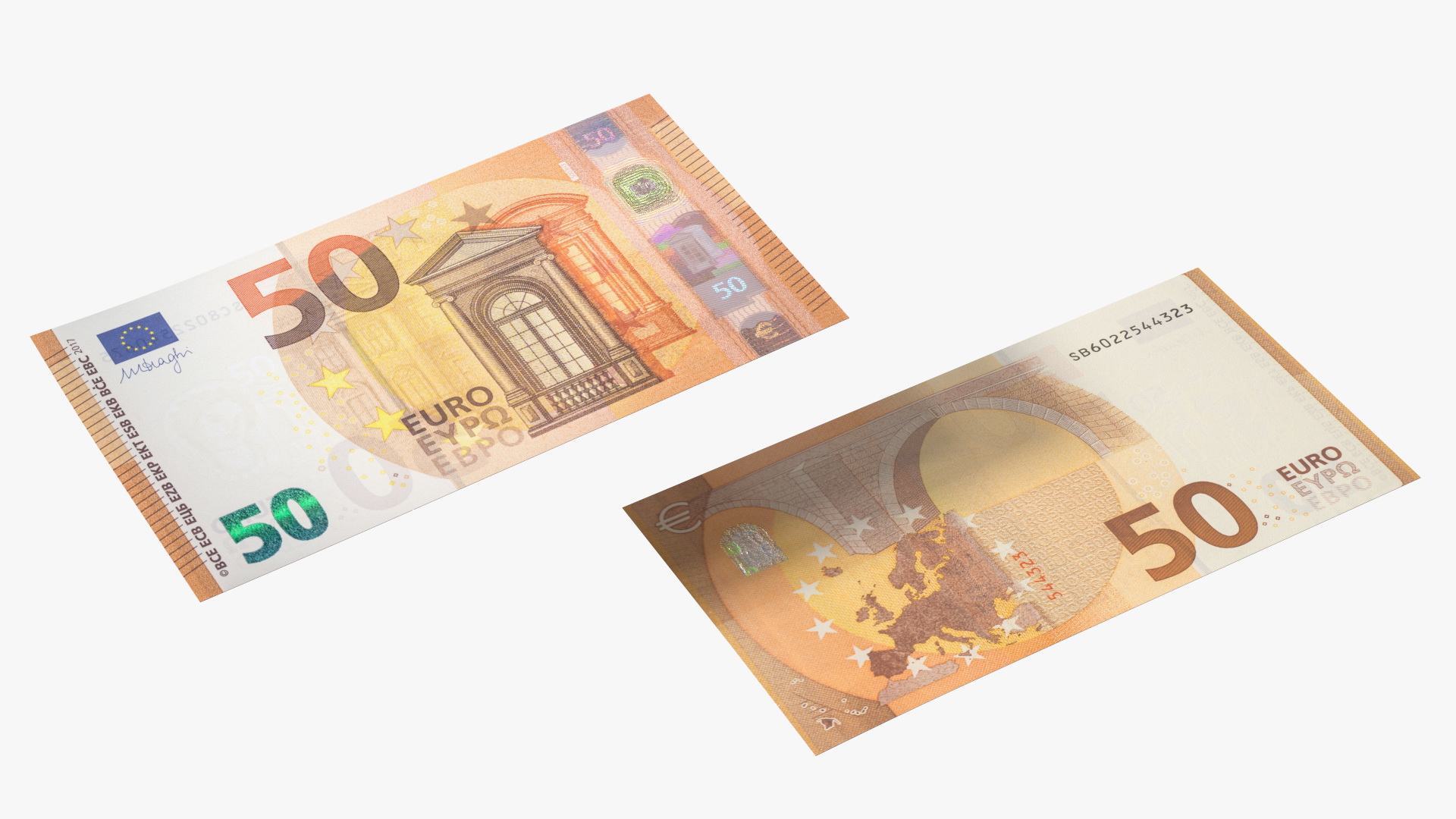 3D Three Packs of 50 Euro Bills model