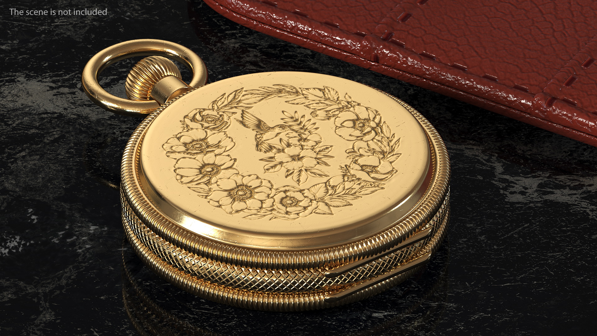 Gold Tiffany Pocket Watch Closed 3D