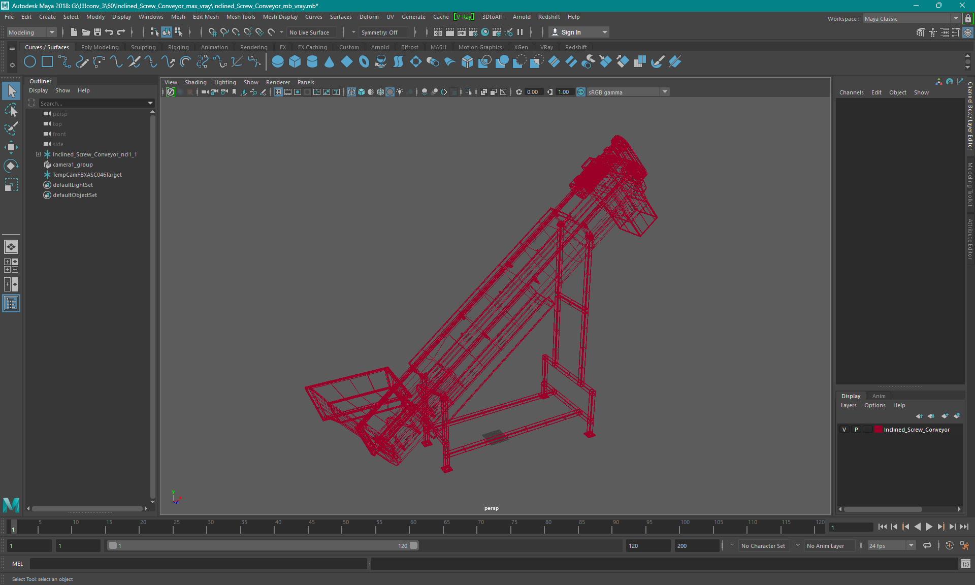 3D Inclined Screw Conveyor model