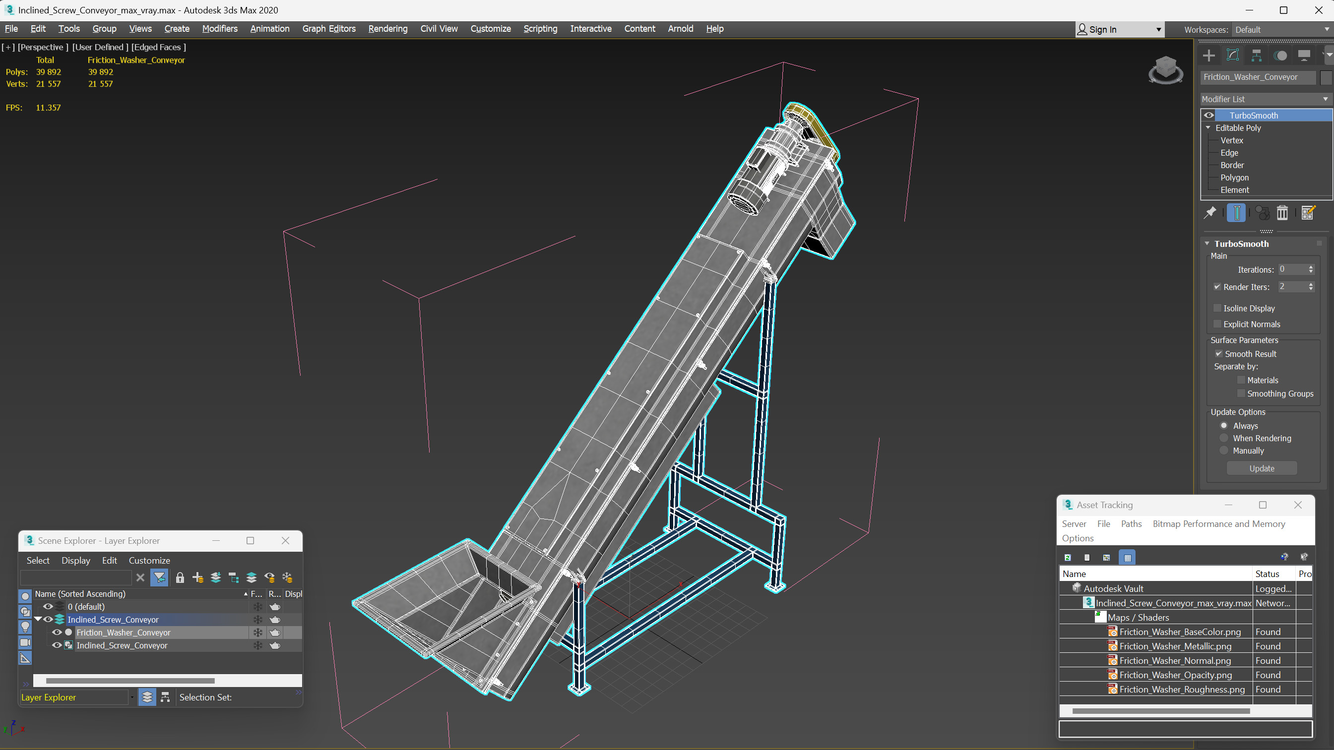 3D Inclined Screw Conveyor model