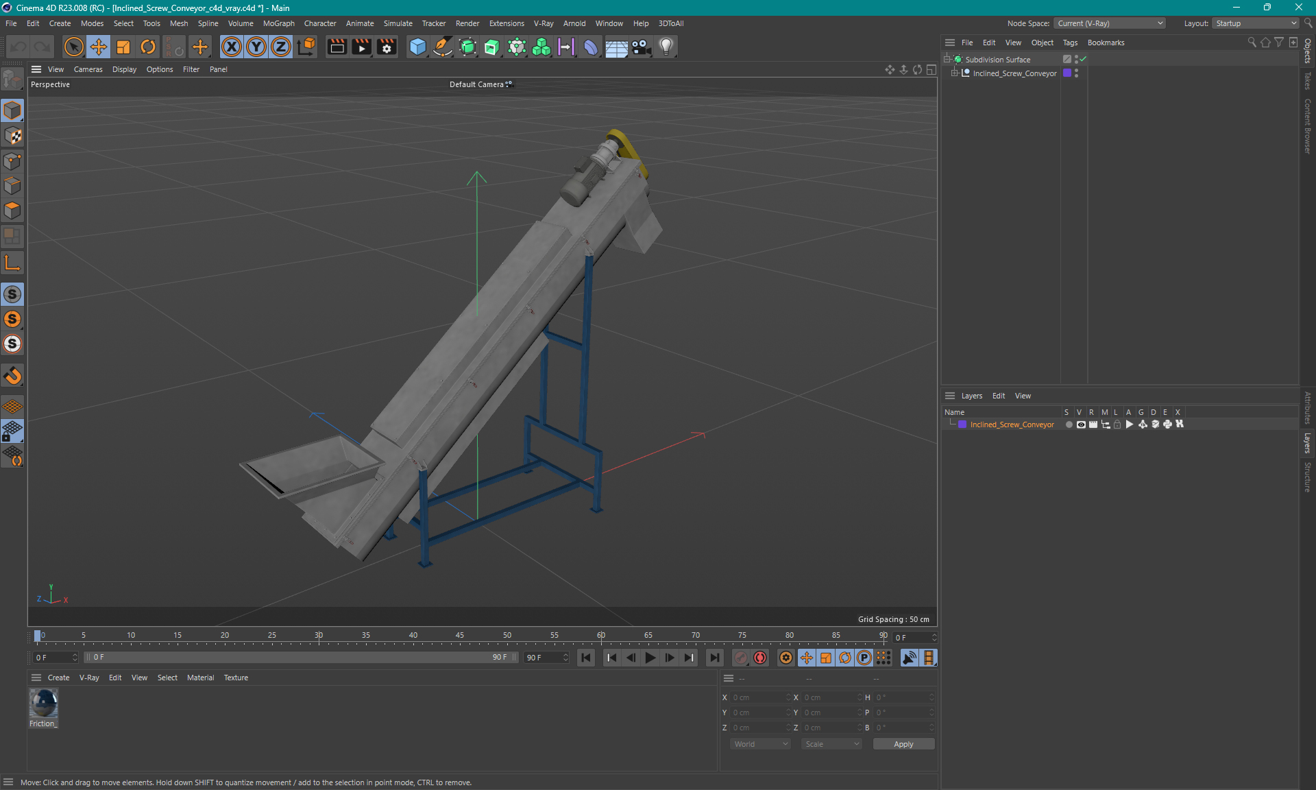 3D Inclined Screw Conveyor model