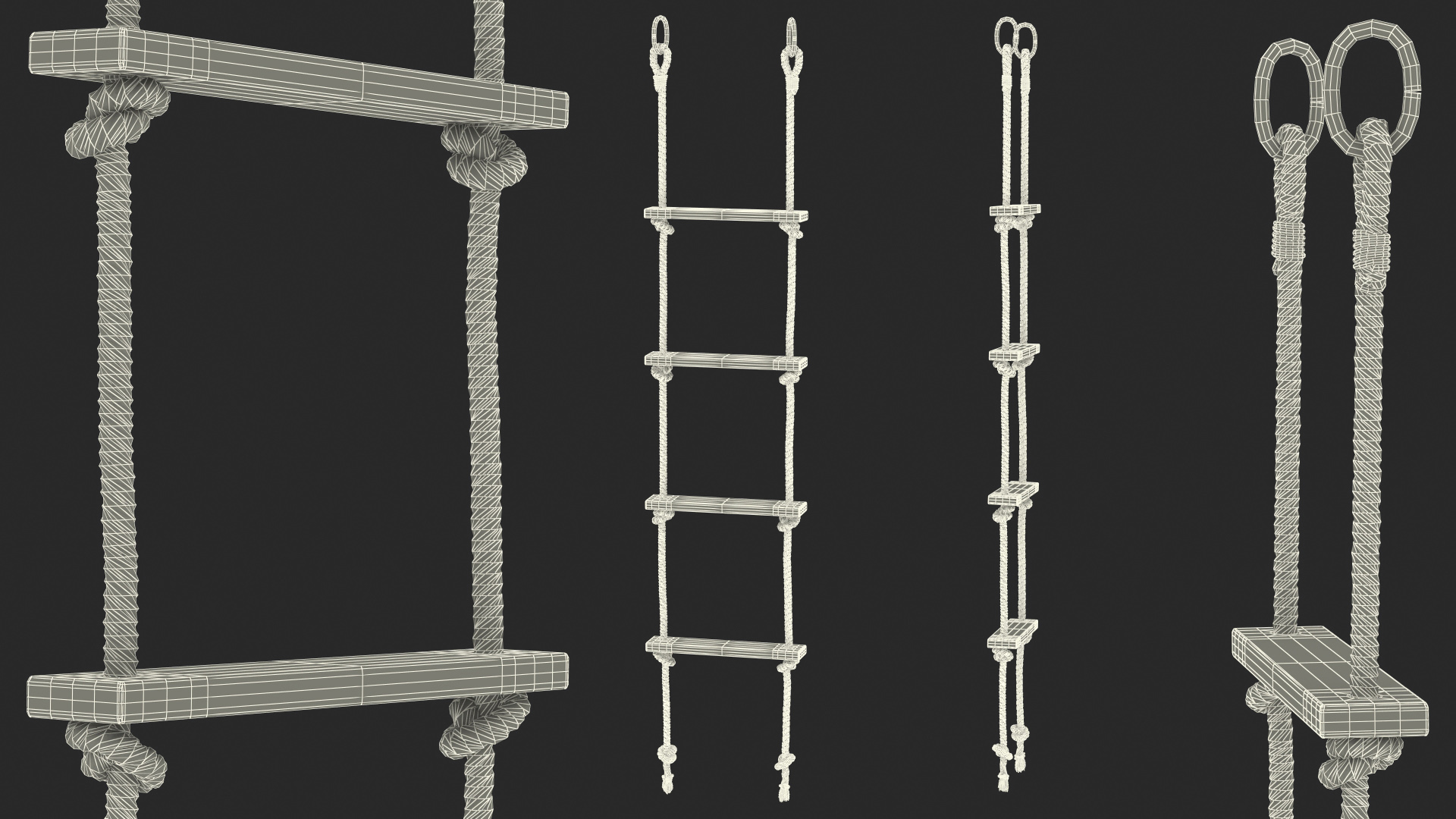 Rope Ladder with Wooden Rungs 3D model