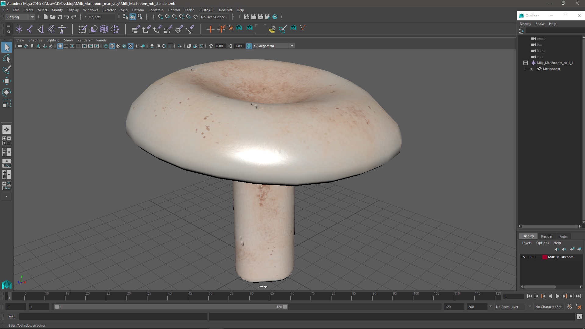 3D Milk Mushroom model