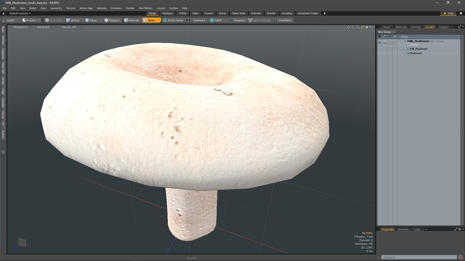 3D Milk Mushroom model