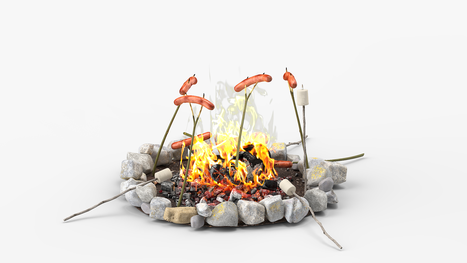 Homeless People Around Fire 3D