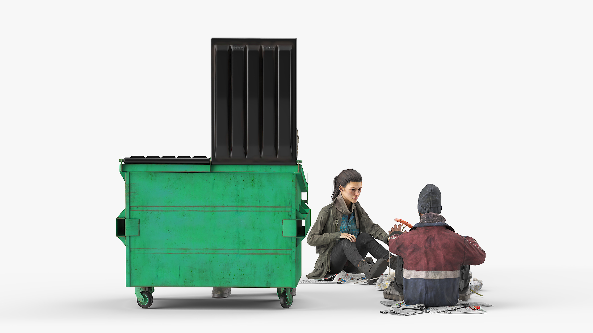 Homeless People Around Fire 3D