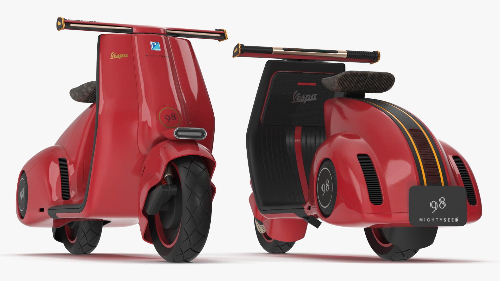 Concept Electric Scooter Vespa 98 Red 3D